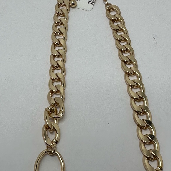 NWT GOLDTONE CHOKER  NECKLACE w/5 Diamond Shape FACETED FAUX Black SMOKEY Color - Picture 6 of 9